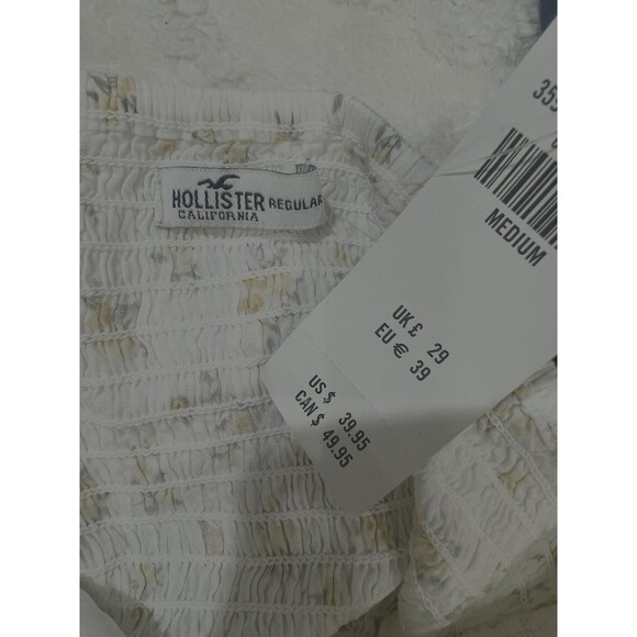 NWT Hollister white and yellow daisy floral Shorts romper W Matching Hair Tie M - Picture 7 of 9